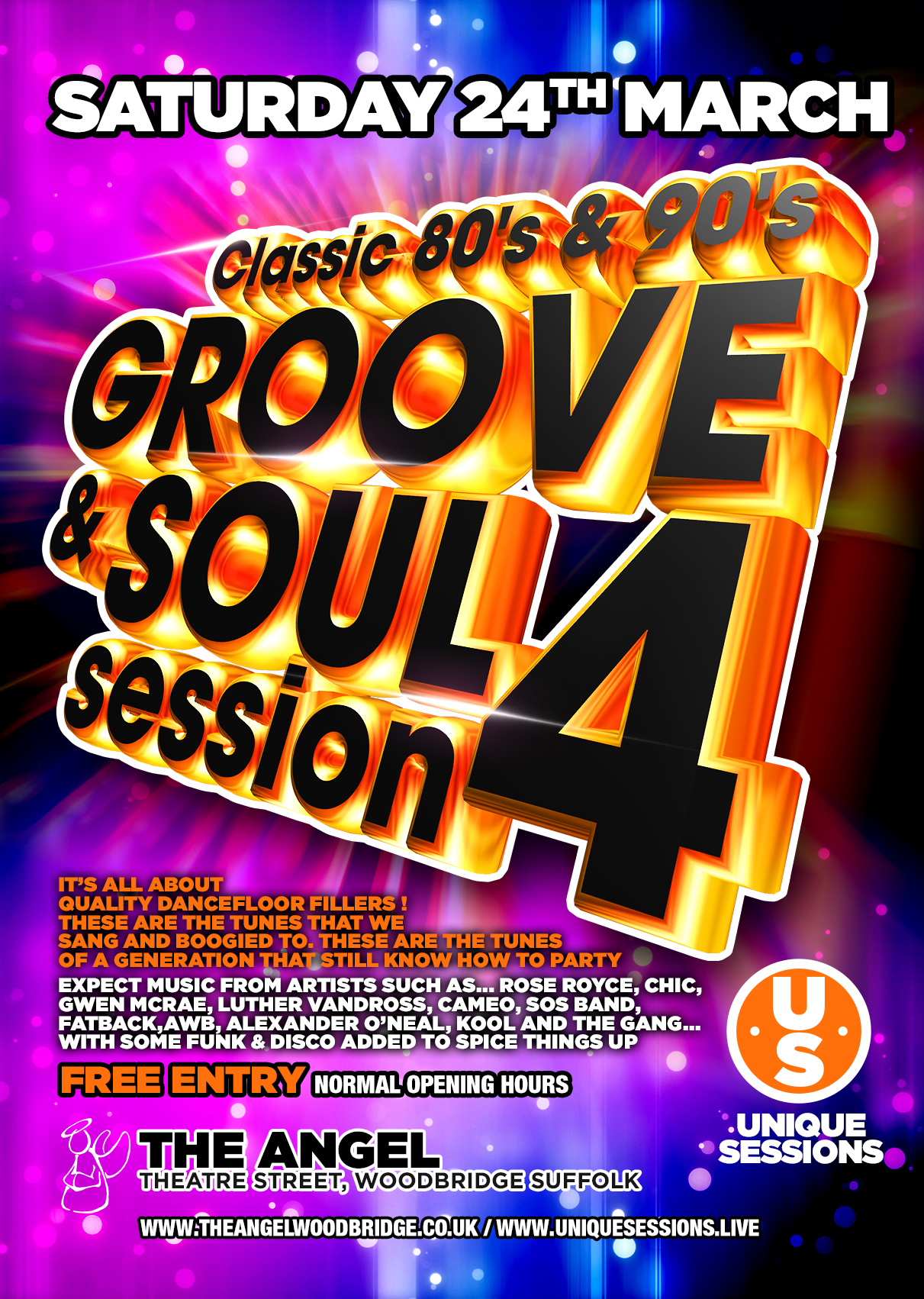 US – Angel – 24th March Groove and Soul 4 – A-format poster